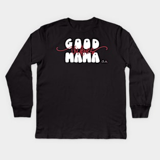 Sticker Quote Saying Good Vibes Mama Print Kids Long Sleeve T-Shirt